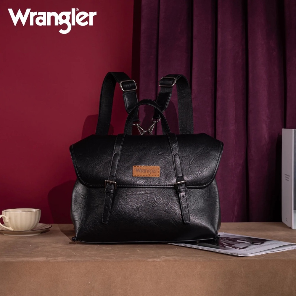 Wrangler Top Handle Carry Satchel/Laptop Bag/Backpack/Crossbody Black